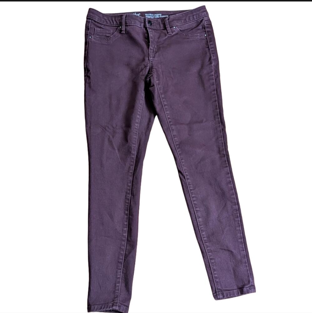 Mossimo Maroon Purple Super Stretch Mid Rise Grunge Goth Scene Jegging Jeans